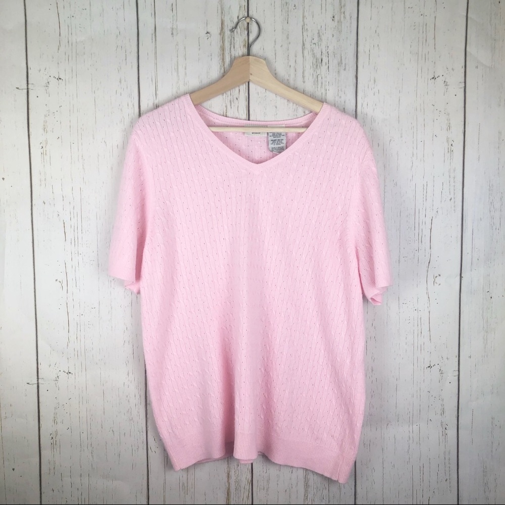 White Stag Woman Pink Short Sleeve Sweater